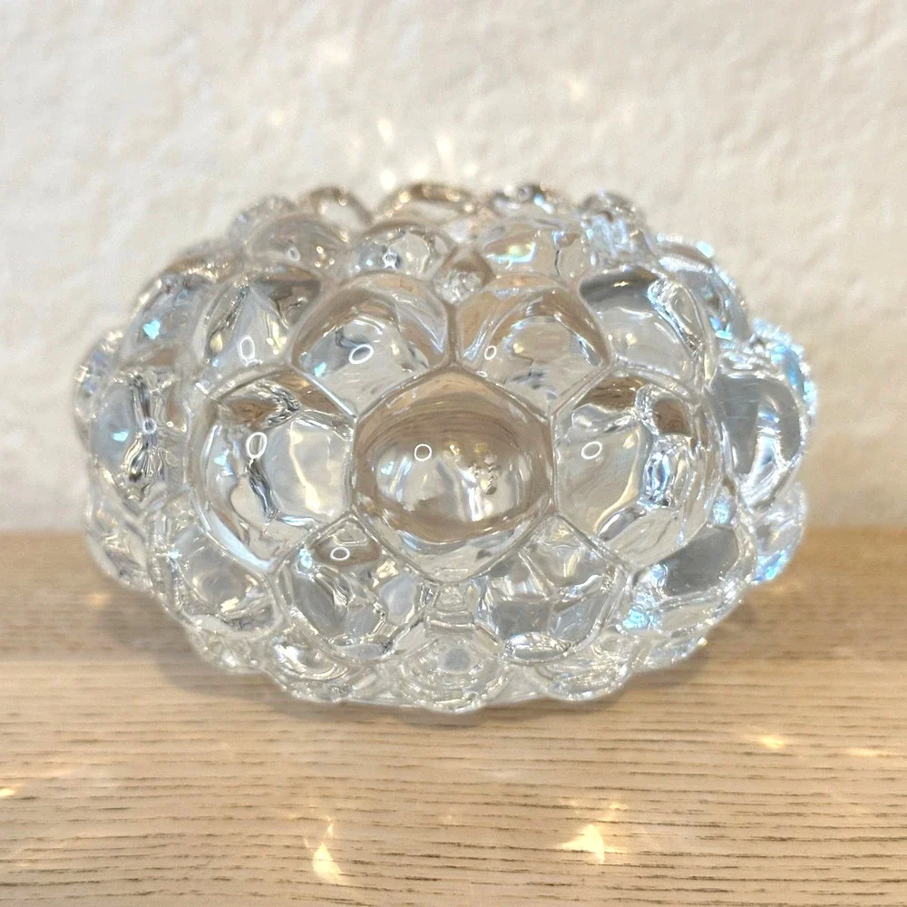 Orrefors Raspberry Art Glass Votive Candle Holder Tealight Bubble Texture Modern